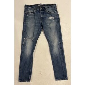 Calvin Klein Jeans Mens Jeans 31x30 Blue Distressed Slim Fit CKJ 026 Denim Pants